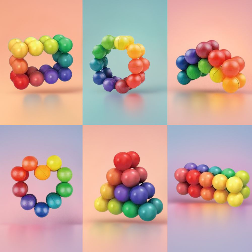 boule anti stress éducative 20 boules en 10 couleurs liées ensemble