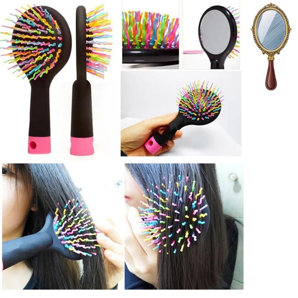 brosse à cheveux | Brosse Arc-en-ciel et miroire Magique ✨