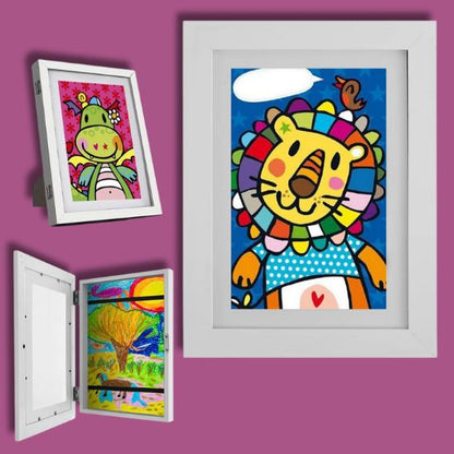 cadre dessin enfant en bois peint blanc pour 150 feuille-d'imprimante A4