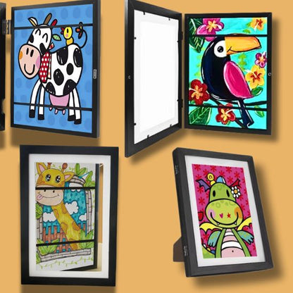 cadre dessin enfant pour exposer et ranger 150 dessins à la fois