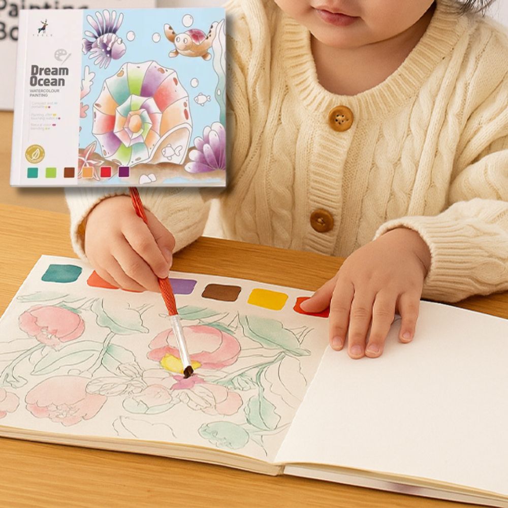 cahier de dessin pour enfant avec peinture à l'eau intégrée