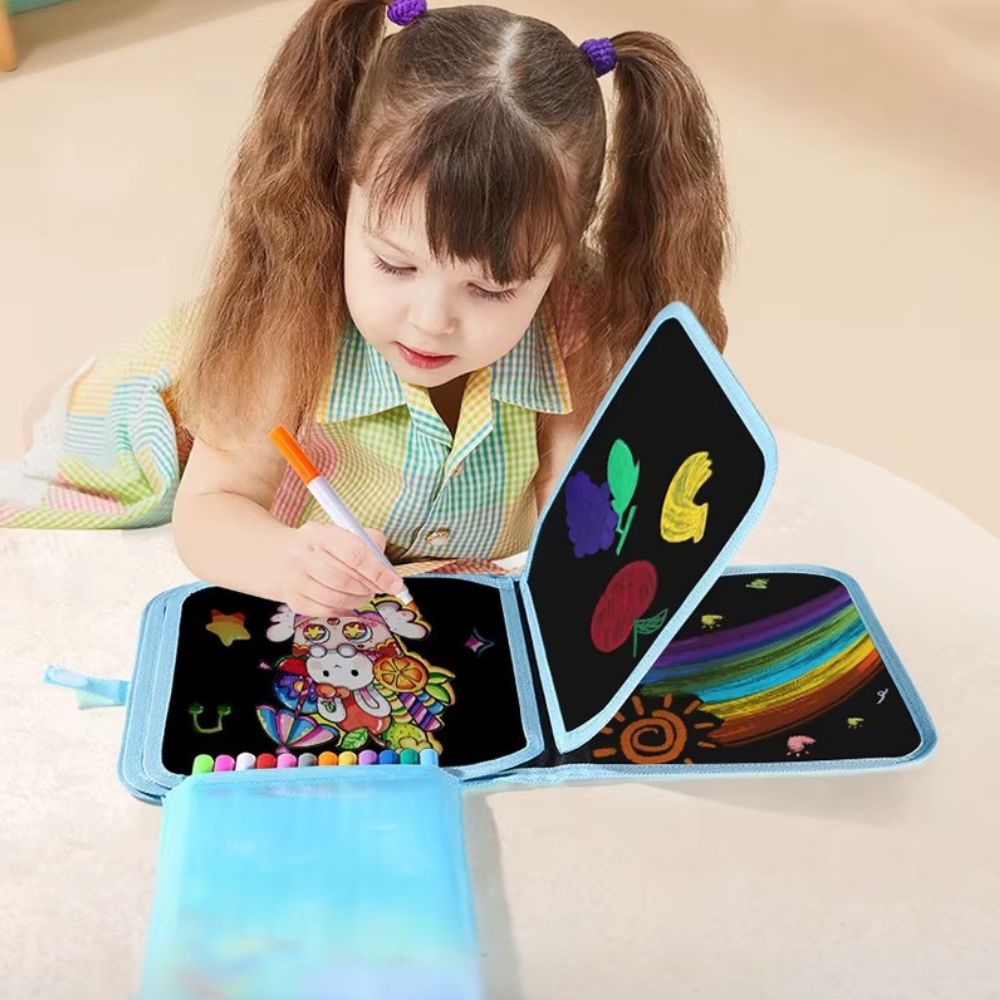 cahier dessin  effaçable  avec crayons feutres colorés avec plusieur pages  effaçables cadeau 3ans et plus