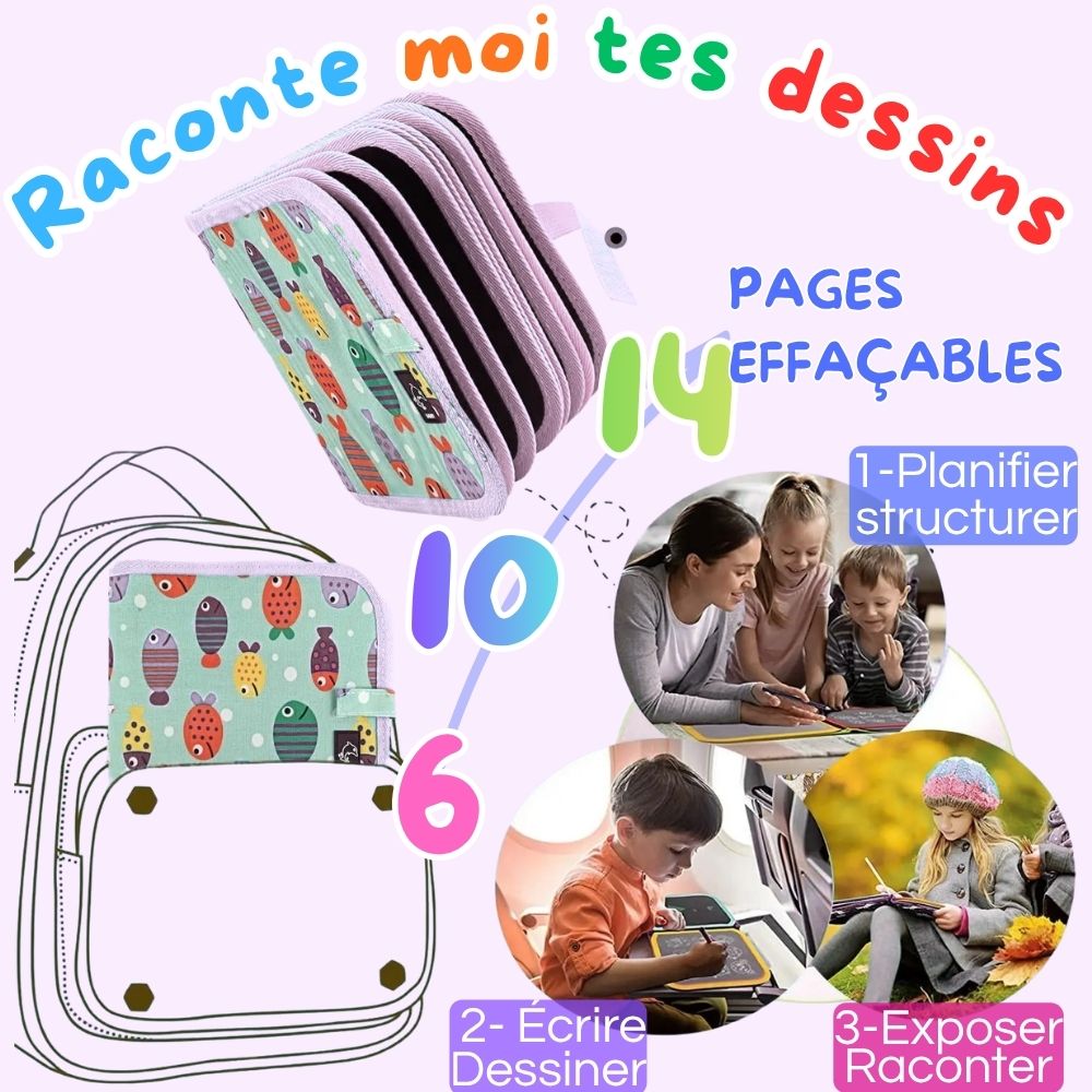 CAHIER DESSIN EFFAÇABLE | Ardoise StoryBook™ Effaçable, Multipages: 6, 10 ou 16 pages