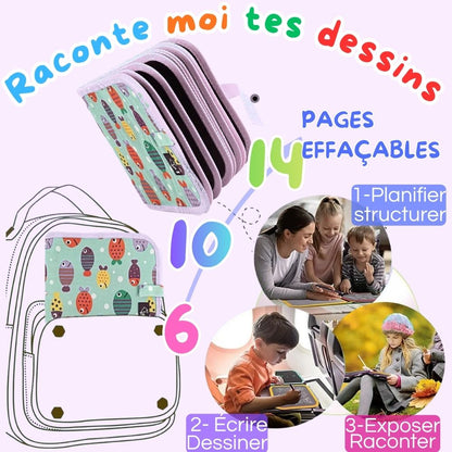 CAHIER DESSIN EFFAÇABLE | Ardoise StoryBook™ Effaçable, Multipages: 6, 10 ou 16 pages