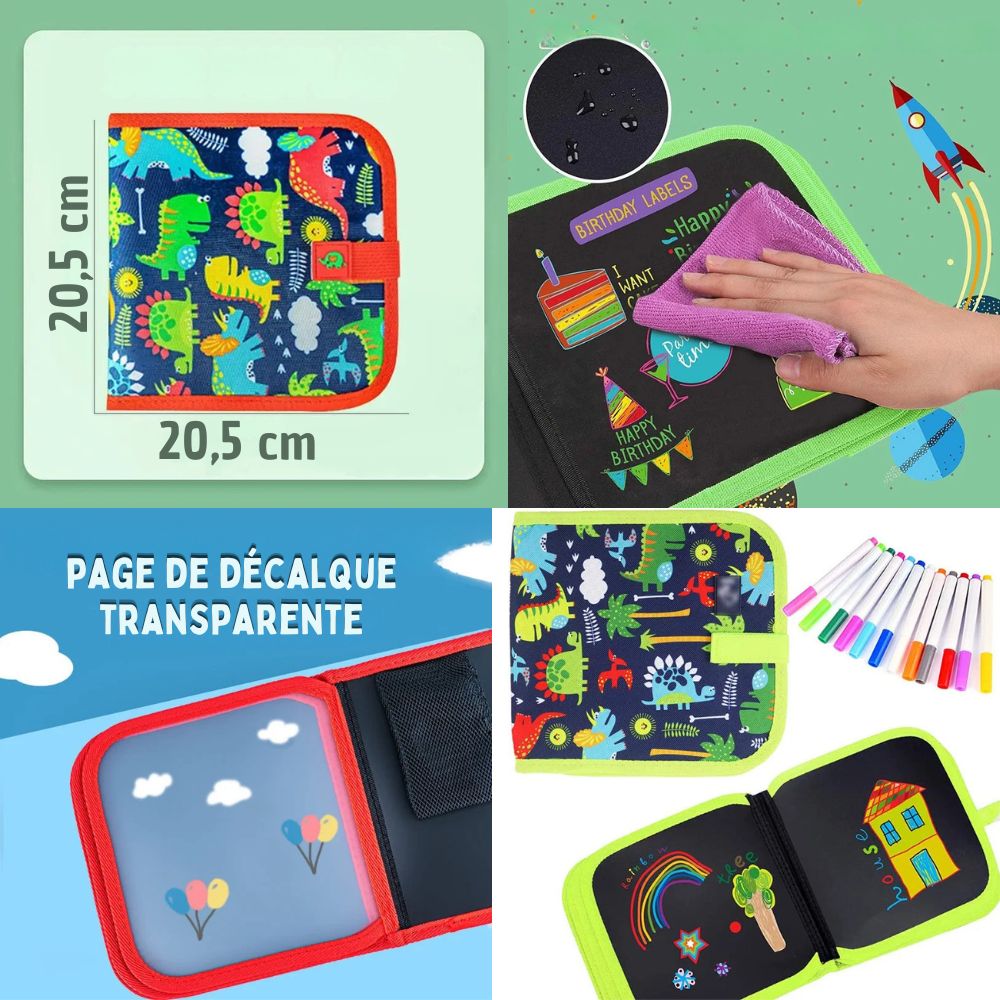 CAHIER DESSIN EFFAÇABLE | Ardoise StoryBook™ Effaçable, Multipages: 6, 10 ou 16 pages