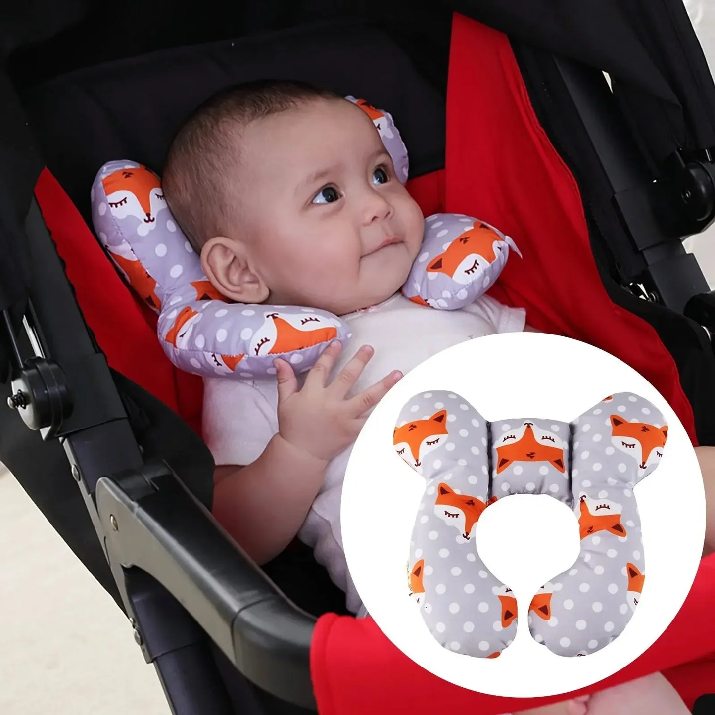 coussin bébé en forme de U cale tete bebe modèle renard mignon