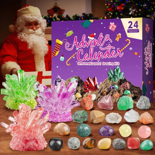 calendrier de l avent du Père Noël et collectionner des pierres et fabriquer des cristaux 