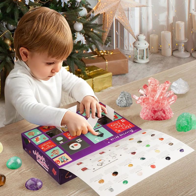 calendrier de l avent Noël, sans bonbon juste des pierreset belles roches à découvrir une porte par jour sans carrier les dents 