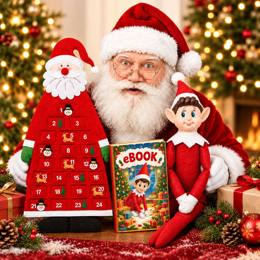 offre du trio de compte à rebours de Noël calendrier de l'avent, lutin coquin et un ebook de tours à jouer pour lutin