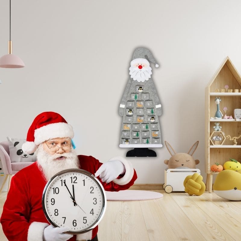 version grise du calendrier de l'avent à remplir modèle Papa Noël