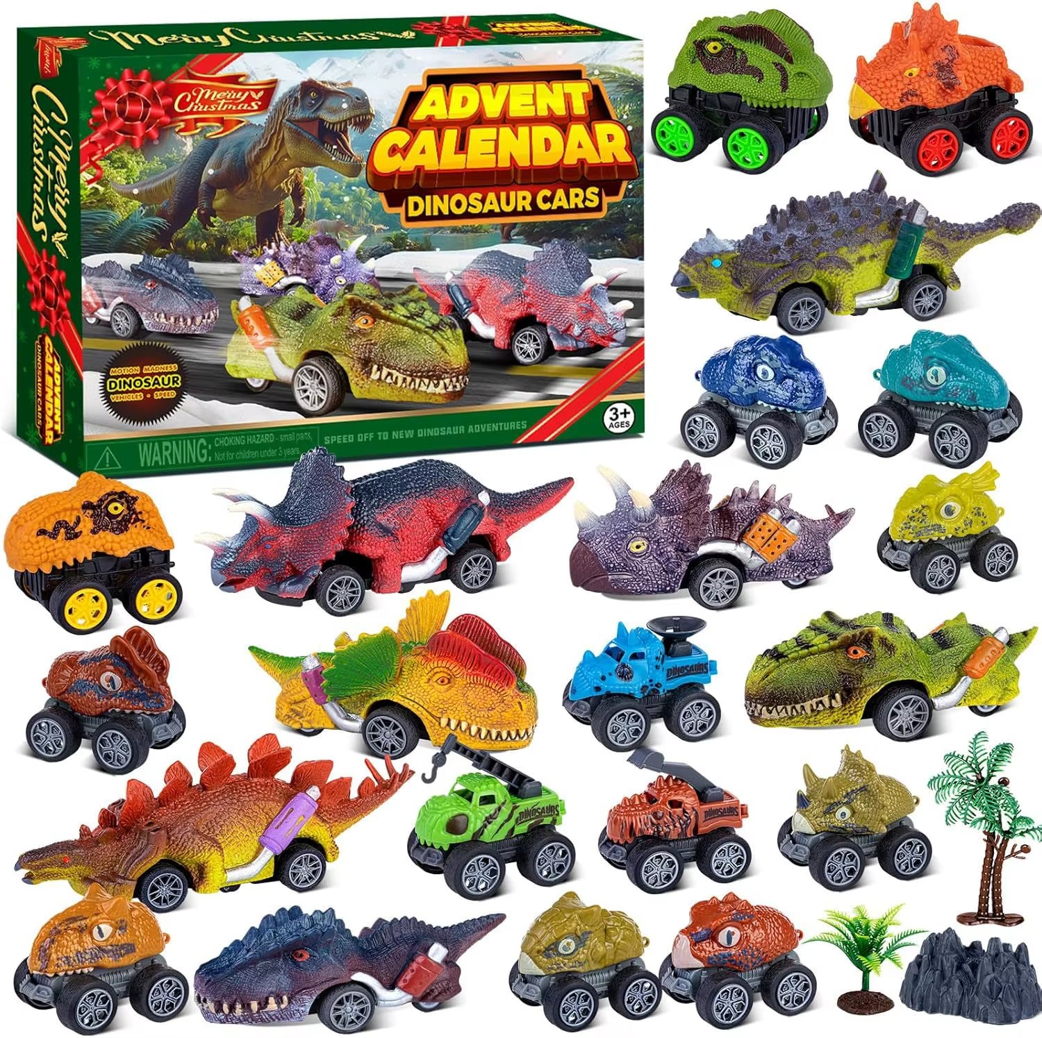 super calendrier de l'avent enfant de dinosaure sur roues collection de dino roule