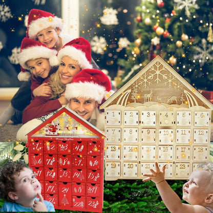 rassembler famille amour tradditionNoël le calendrier de l'avent en bois écologique et indémodable lumineux 