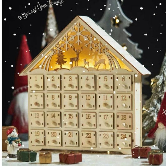 calendrier de l'avent à remplir soi même en bois avec petits tiroirs numéroté de 1 à 24