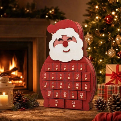 CALENDRIER DE L'AVENT EN BOIS|Réutilisable- Père Noël & Bonhomme de Neige 2026
