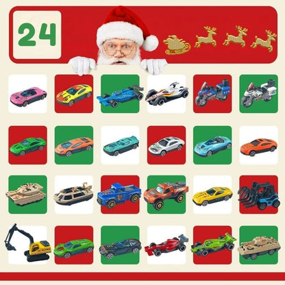 père Noël est surpris de voir ses 24 belles voitures en lastique abs de son meilleur calendrier de l'avent enfant 2025