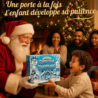 une porte à la fois le père Noël aide les enfants avec son calendrier de l'avent enfant de squishy dumpling