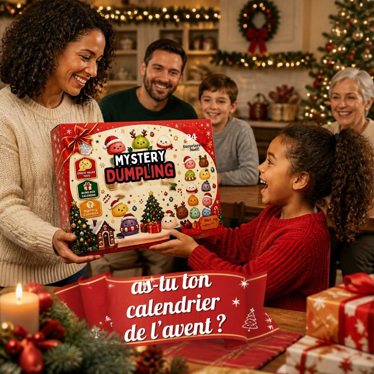 calendrier de l'avent enfant 2026  mystery dumpling de  Raviolis squishys  