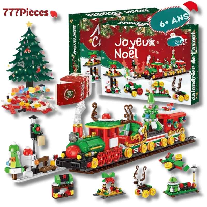 le calendrier de l'avent enfant du village du Père Noël et du train du nord