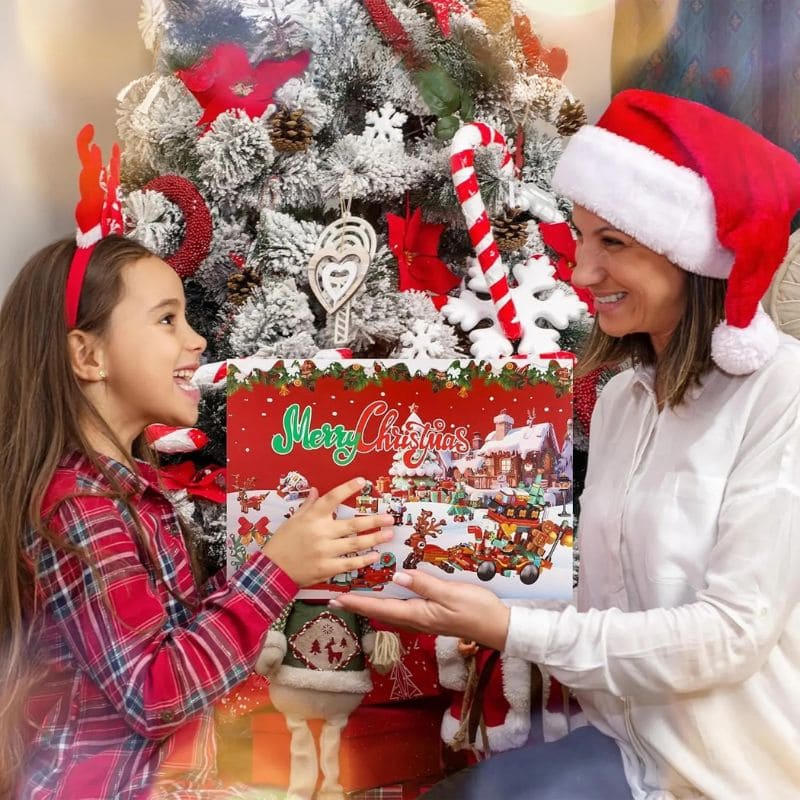 une mère offre un magnifique calendrier de l'avent enfant éducatif