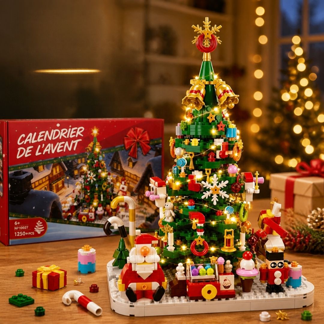   un calendrier de l'avent Sapin avec guirlande lumineuse LED
