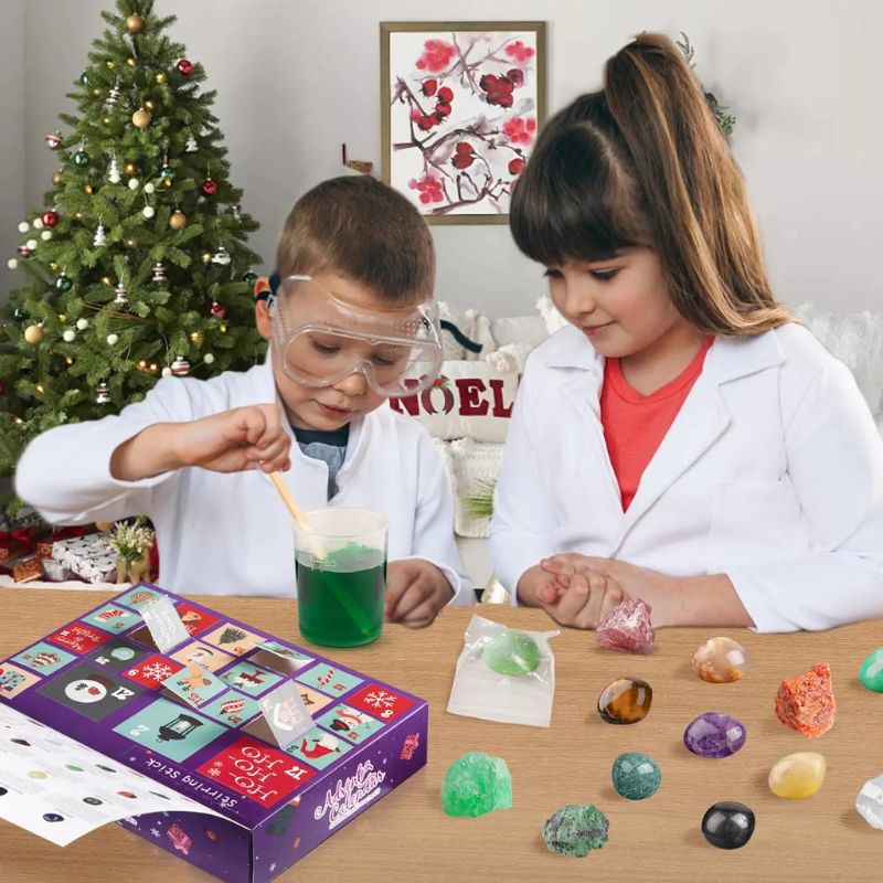 calendrier de l avent pour patienter jusqu'à Noël et collectionner des pierres, roches et cristaux 