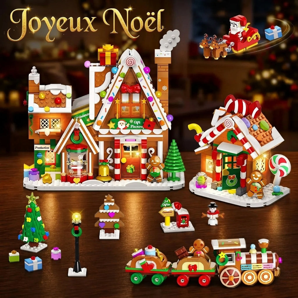présentation du calendrier de l'avent original complété avec ses 24 constructions assemblées Joyeux Noël