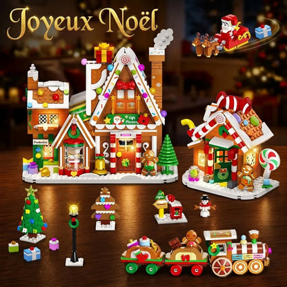 présentation du calendrier de l'avent original complété avec ses 24 constructions assemblées Joyeux Noël