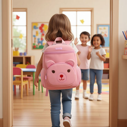 cartable maternelle Ourse rose modèle animaux attachant confortable, léger grand espace