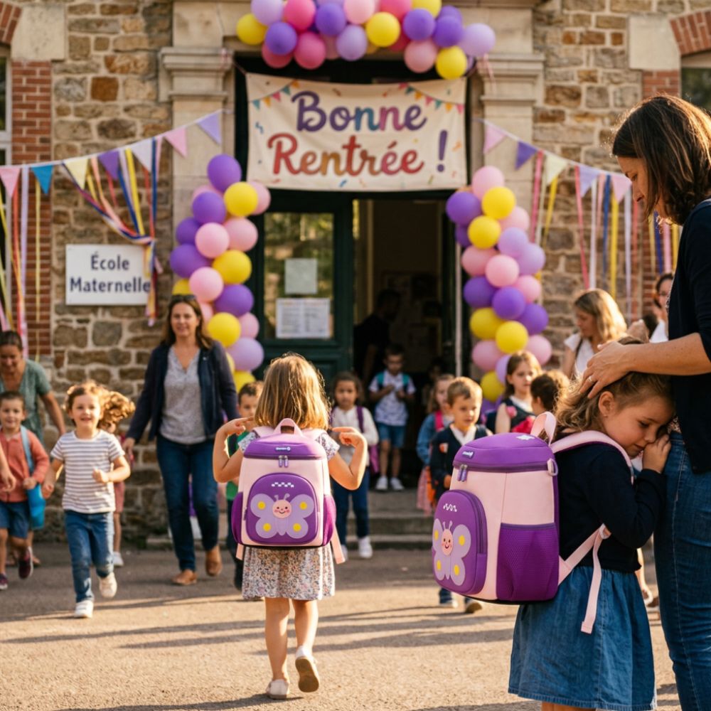 cartable Maternel léger et joli violet papillon   filles   3-8 ans  