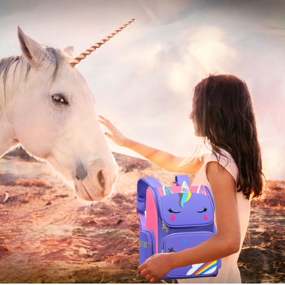cartable cp fille  violet pour vraie fan de licorne