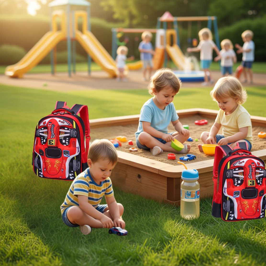cartable cp garçon amateur de petite voiture  de  course automobile 3D version rouge mini 2-5ans