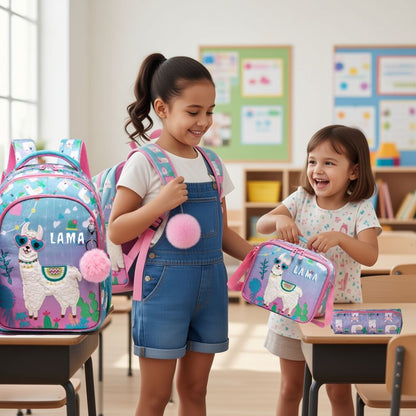  cartable fille CP lama avec fourrure douce à caresser pendant le transfort n anti stress sensoriel efficace pour les élèves
