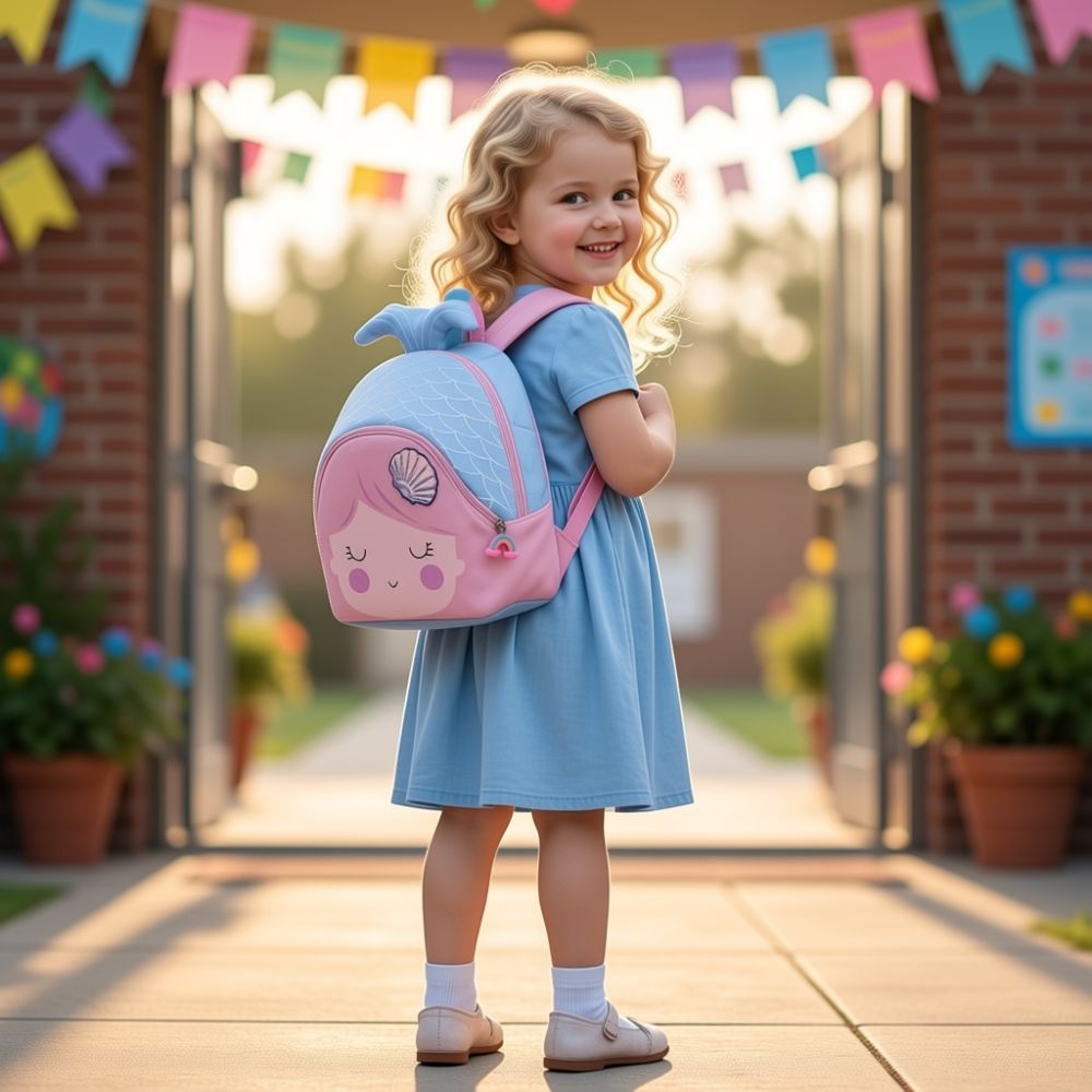 cartable fillette maternelle la petite sirène bleue et rose le sac a dos magique