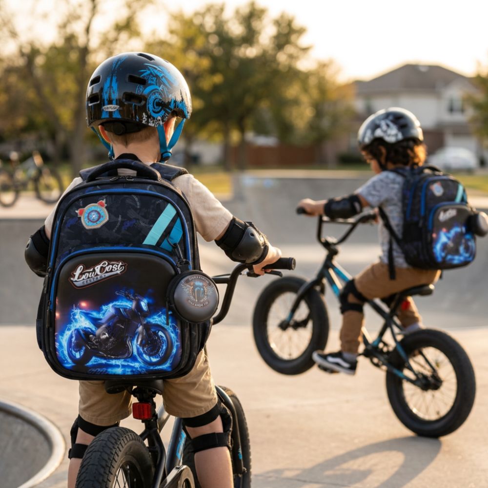 cartable pour garcon maternelle des gars de 5 ans cools et actifs fans de motos et de vélo cascadeur