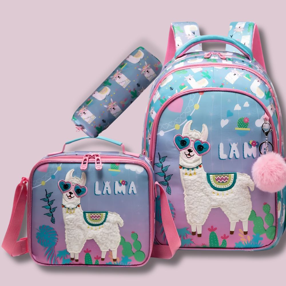  cartable fille CP lama douceur 3 morceaux