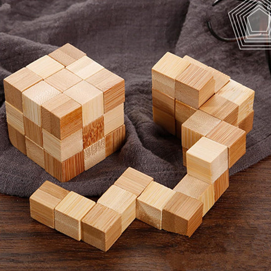 casse tete chinois  cube en BOIS enigmatique fidget toys tous ages