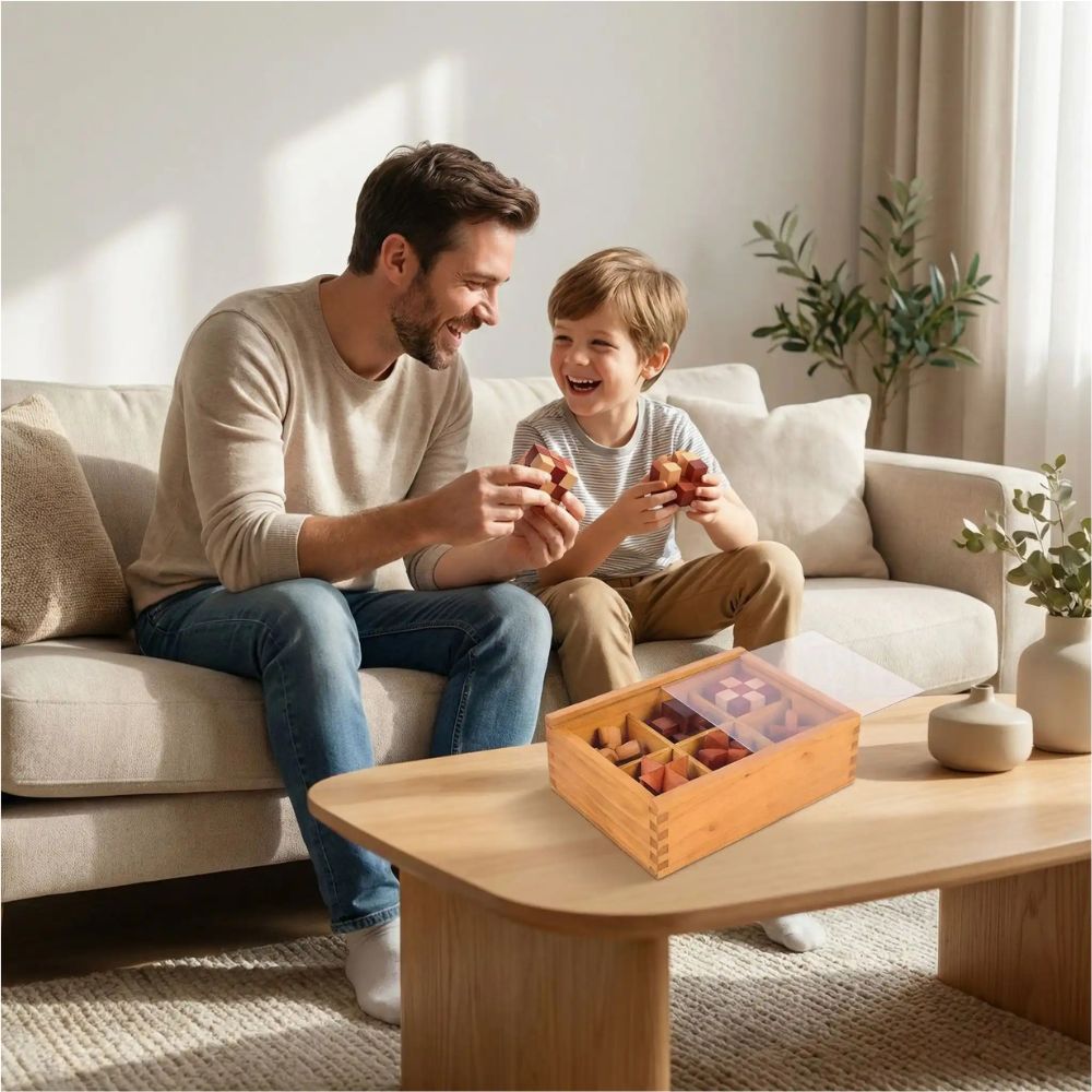 la boite de 6 casse tete chinois décorative incite le jeu en famille