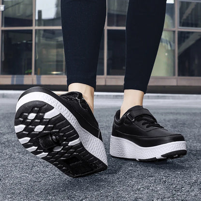 chaussure à roulette noire fermeture sécurisée par velcro