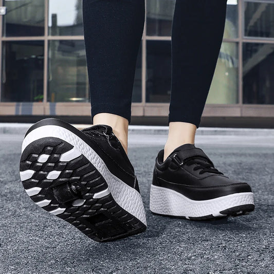 chaussure à roulette noire fermeture sécurisée par velcro
