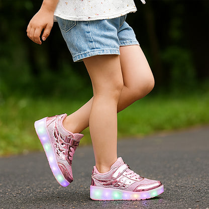 retire tes roulettes et court librement avec tes chaussures à roulette Pink Power