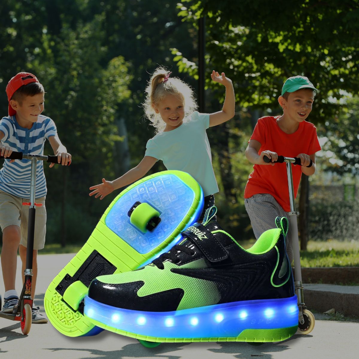 Chaussure à Roulettes Enfants lumineuses rouler avec ses amis