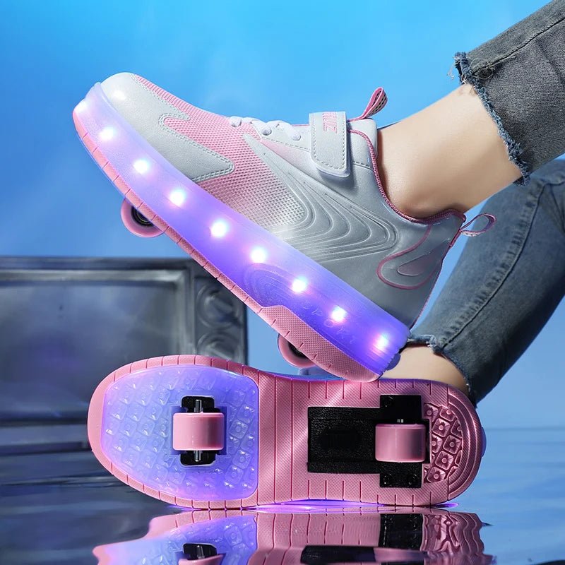 Chaussure  à Roulettes rose avec Led