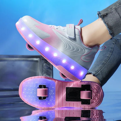 Chaussure  à Roulettes rose avec Led
