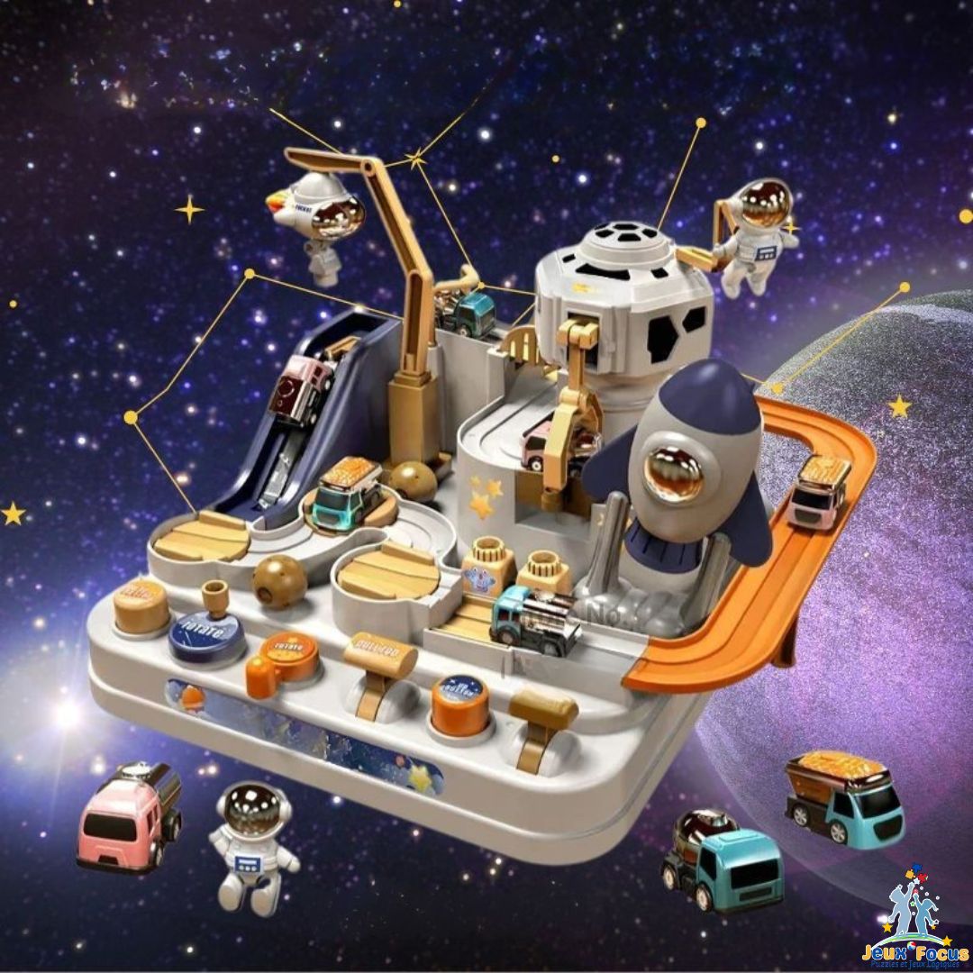 circuit voiture enfant 3ans fusée cosmos astronaute aventure