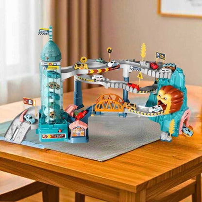 jeu favori des garçons de 5 ans et pluis le circuit voiture enfant du roi lion avec ascenceur