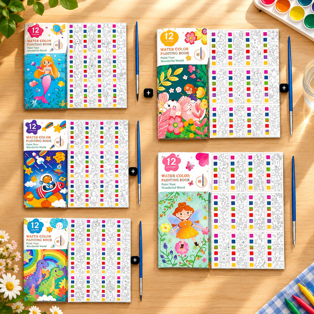  coloriage enfants 5 livrets incluant 6 couleur de peinture a l'eau à retirer une fois le travail terminé
