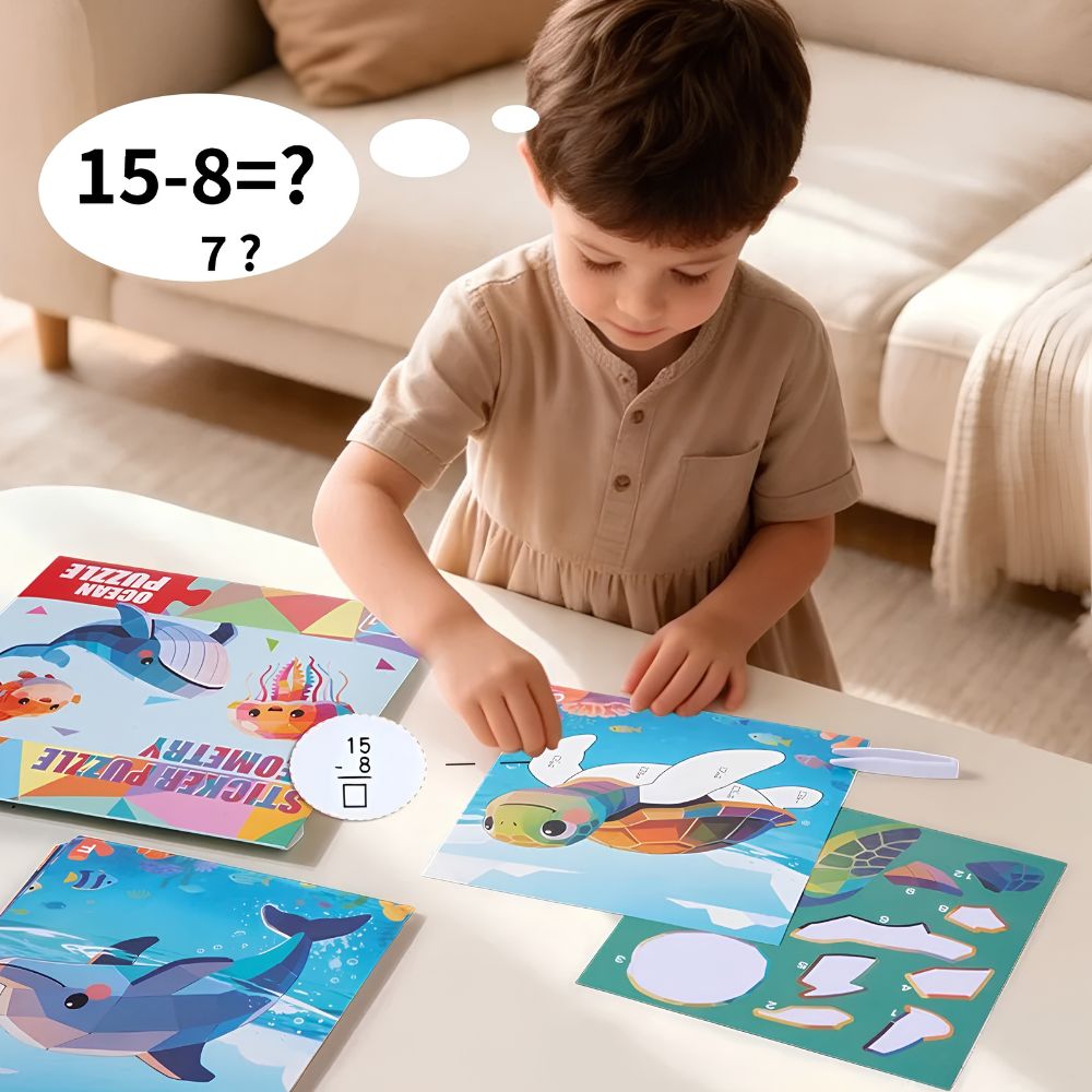 coloriage magique addition  peinture  sticker,  sticker Book Océan. Puzzle Sticker