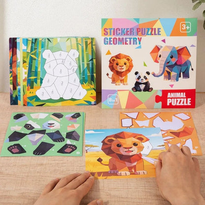 coloriage par numéro, coloriage magique additionpeinture magique sticker,  sticker Book Les Animaux Puzzle Sticker