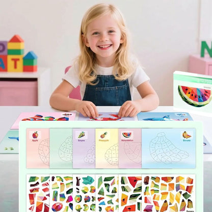 Coloriage par numero de fruit puzzle sticker avec effet 3 dimensions