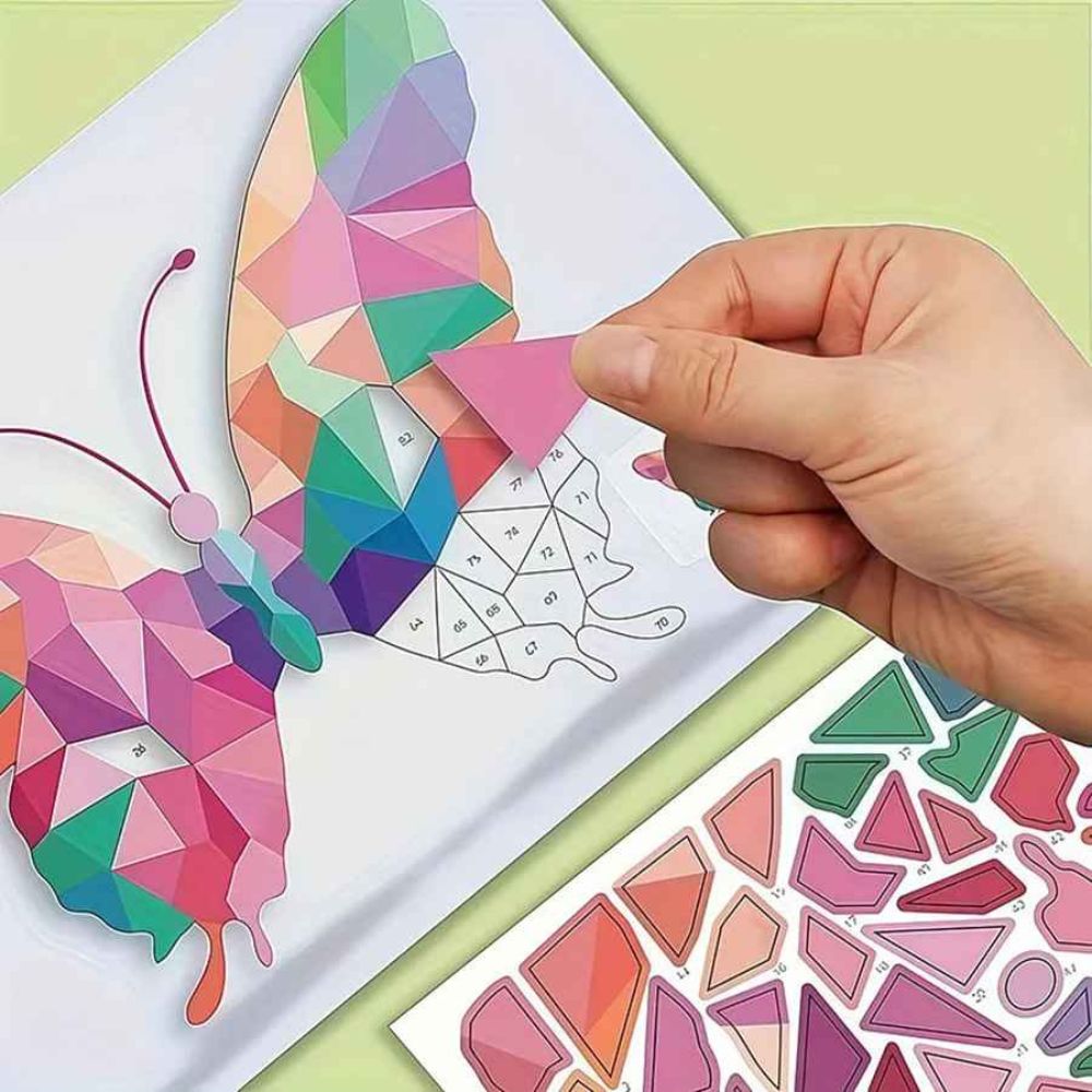 coloriage par numero ensemble de 8  papillon et animaux